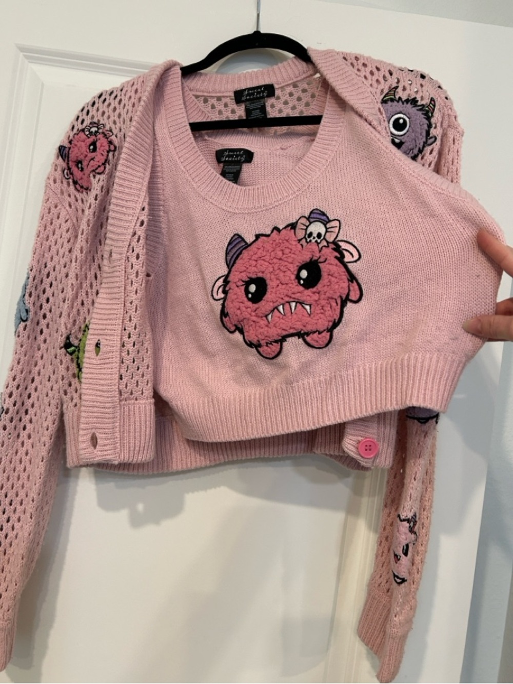 Cute Monster Knit Sweater & Vest Set - Picture 2 of 8